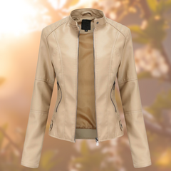 Nanna - Lederjacke - Bikerjacke in Beige