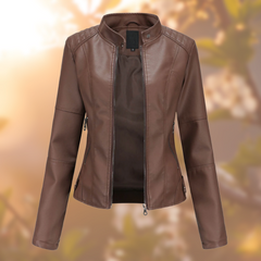Nanna - Lederjacke - Bikerjacke in Dunkelbraun