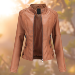 Nanna - Lederjacke - Bikerjacke in Hellbraun
