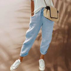 Julia - lässige und elegante leinenhose in Blau
