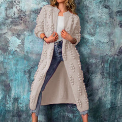 Laura | Lange Strickjacke Trenchstil in Beige