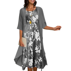 Gladys - Elegantes Midi-Abendkleid-Set für Damen in Grau
