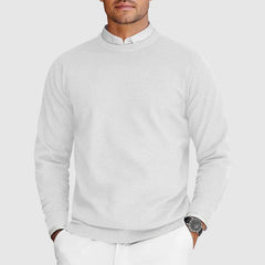Leon | Ferran Herren Crew Pullover aus Kaschmir in Weiß