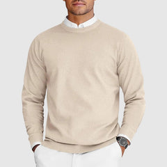 Leon | Ferran Herren Crew Pullover aus Kaschmir in Beige