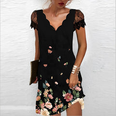 Kristine - Elegantes Midi-Kleid mit V-Ausschnitt in Blumen