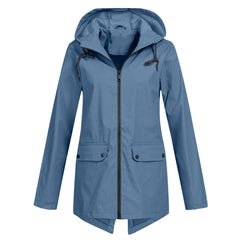 Damen Kapuze Regenjacke | Wasserdichte in Blau