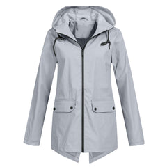 Damen Kapuze Regenjacke | Wasserdichte in Grau