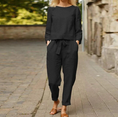 Felicitas – Damen Sommer Set Mit Vielseitigem Farbdesign in Schwarz