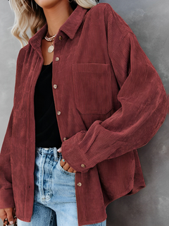 Filena - Kordjacke mit Knöpfen in Weinrot