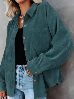 Filena - Kordjacke mit Knöpfen in Grün
