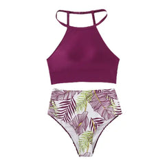 Héloïse® | Badeanzug mit Blumenmuster und hoher Taille in Weinrot