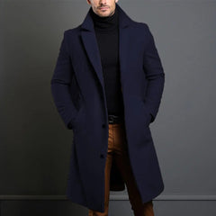 Franz | Eleganter Wollmantel für Herren Winter in Dunkelblau