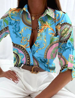 Franziska | Atmungsaktive Elegante Sommerbluse in Blaupause