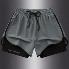 Geometrische Sportshorts für Damen – Stylisch und atmungsaktiv für Fitness und Laufen in Grau
