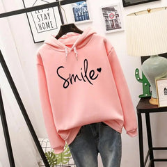 Damen Bedruckter Kapuzenpullover mit langen Ärmeln | Warme in Rosa