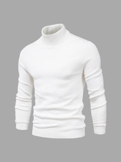 Rollkragen Pullover Herren Baumwolle | Elegant & Bequem in Weiß