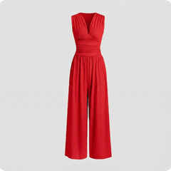 Zoey | Ärmellos Weites Bein Jumpsuit in Rose Rot