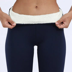 Warme Winterleggings mit Lammfell für Damen in Blau