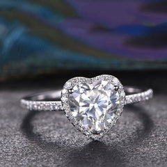 Kristall Herz Ring mit Zirkonias in Silber