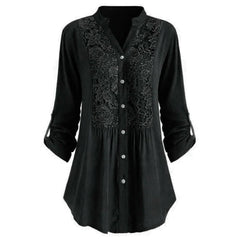 Tanith - Lange Bluse mit Puffärmeln für Frauen in Schwarz
