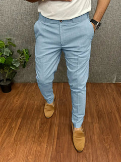 Herren Business Casual Slim-Fit Anzughose in Himmelblau