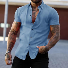 Hannes - Kurzarm Herrenhemd in Hellblau