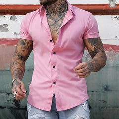 Hannes - Kurzarm Herrenhemd in Rosa