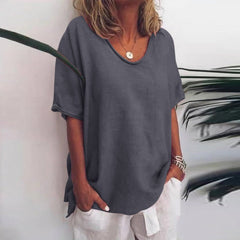 Johanna | Elegantes Shirt mit Rundhalsausschnitt in Dunkelgrau