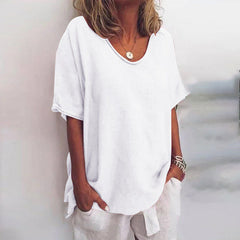 Johanna | Elegantes Shirt mit Rundhalsausschnitt in Weiß