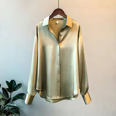 Laura | Elegante Seidenbluse aus 100% Seide in Grün