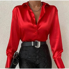 Monika | Luxuriöse Seiden Elegante Bluse in Rot