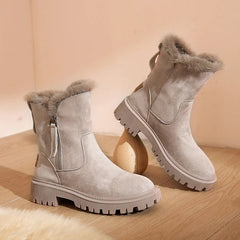 Damen Winter Thermo-Knöchel Stiefel | Warme in Beige