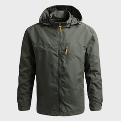 Herren Kapuze Regenjacke | Wasserdichte in Armeegrün