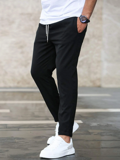Ryan | Herren Legere Kordelzug Stretchhose in Schwarz
