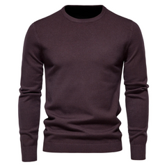 Herren-Pullover mit Rundhalsausschnitt in Maron
