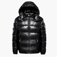 Herren Steppjacke mit Kapuze in Schwarz