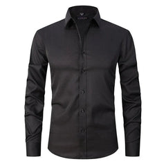Herren Langarm Button Down Business Hemd mit Knopfverschluss in Schwarz