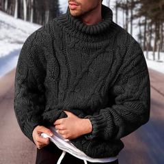 Herren Rollkragenpullover Wolle Elegant in Schwarz