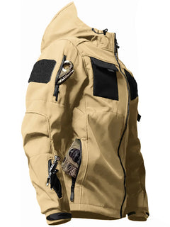 Tobias | Wasserabweisende Softshell Jacke mit Kapuze in Khaki