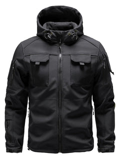 Tobias | Wasserabweisende Softshell Jacke mit Kapuze in Schwarz