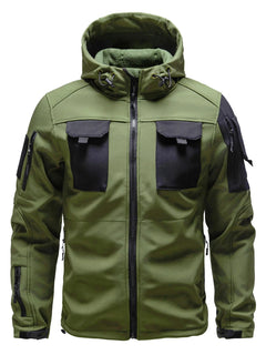 Tobias | Wasserabweisende Softshell Jacke mit Kapuze in Armeegrün