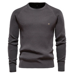 Herren Strukturierter Winterpullover Langarm Warmer Strickpullover Komfortabel in Dunkelgrau