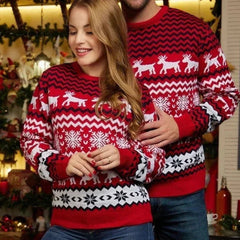 Herren Weihnachtspullover Festliches Design Weicher Acrylstoff in Rot