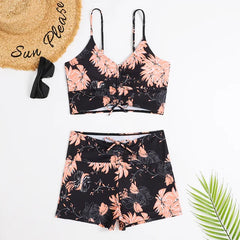 Lucia® | 3-teiliger Bikini-Badeanzug aus Ombre-Spitze mit Strandrock in Rosa Druck