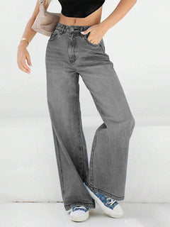 Nadine | Hohe Taille Baggy Jeans in Grau
