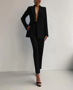 Marva - Damen Blazer‑Hosen‑Set in Schwarz
