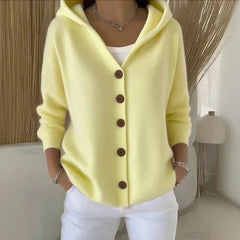 Elke | Kuschelige Kapuzen Strickjacke in Gelb