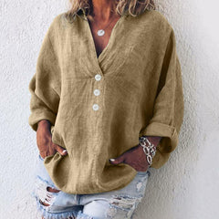 Jennifer | Elegante und stilvolle Bluse mit Puffärmeln in Khaki