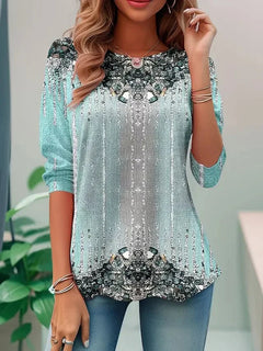 Jessika | Elegantes Loose Fit Pailletten Top in Hellblau