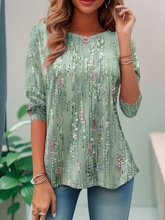 Jessika | Elegantes Loose Fit Pailletten Top in Grün